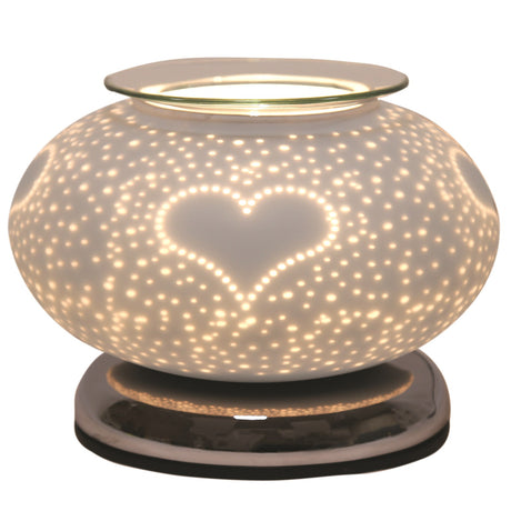 Electric Wax Melter Touch - White Satin Burst Heart Ellipse - POT POURRI/AROMATHERAPY/OILS/DIFFUSER - Beattys of Loughrea
