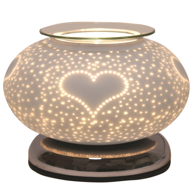 Electric Wax Melter Touch - White Satin Burst Heart Ellipse - POT POURRI/AROMATHERAPY/OILS/DIFFUSER - Beattys of Loughrea