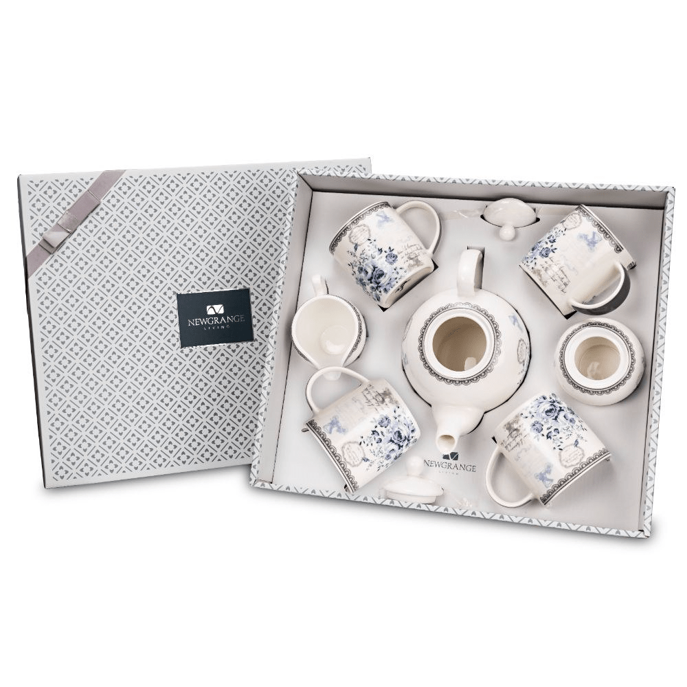 Newgrange Living Rose Blue China 7 Piece Set - MUG SETS - Beattys of Loughrea