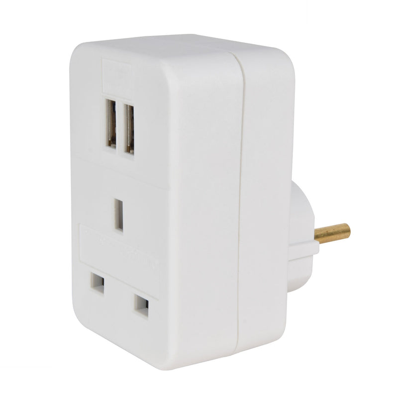 UK to Europe Travel Adaptor with Twin USB