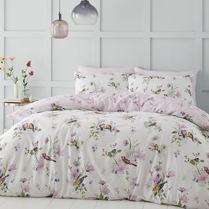 Catherine Lansfield Bedding Songbird King Size Duvet Cover Set with Pillowcases Pink - DUVET COVERS - Beattys of Loughrea