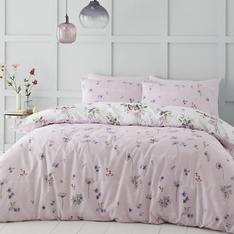 Catherine Lansfield Bedding Songbird King Size Duvet Cover Set with Pillowcases Pink - DUVET COVERS - Beattys of Loughrea
