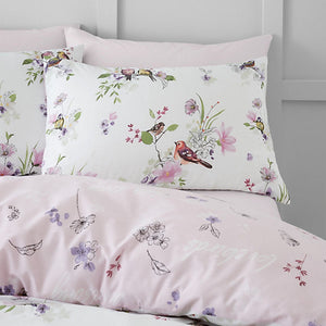 Catherine Lansfield Bedding Songbird King Size Duvet Cover Set with Pillowcases Pink - DUVET COVERS - Beattys of Loughrea