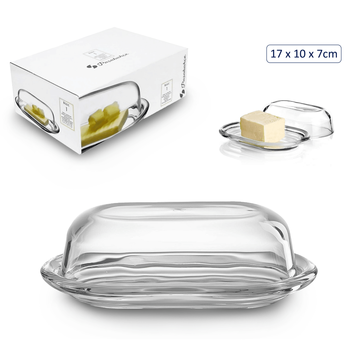 Pasabahce Glass Butter Dish - GLASS GIFTWARE - DEC STONES - Beattys of Loughrea