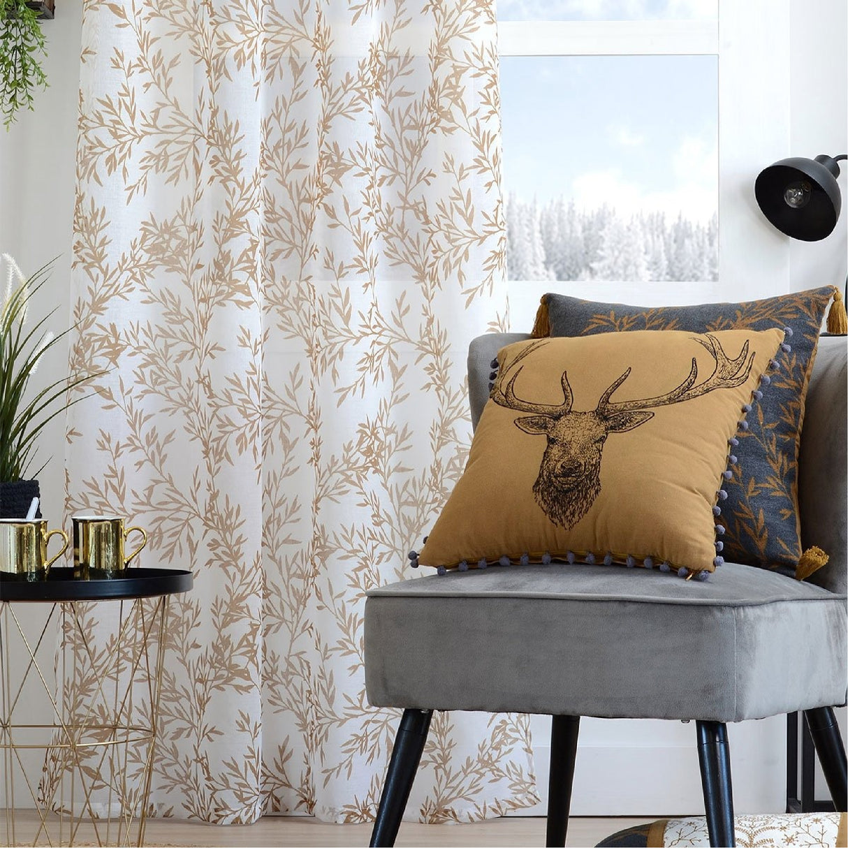 Sheer Curtain Goldy Gold 135 x 260cm - CURTAINS - READY MADE - Beattys of Loughrea