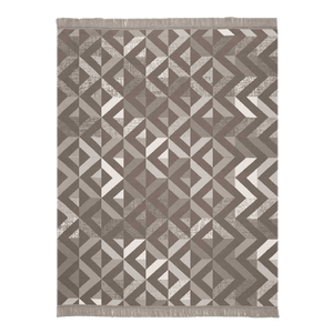 Biederlack Cotton Rich Blanket 140 x 180cm Textured Geo Neutral - THROWS/BLANKETS - Beattys of Loughrea