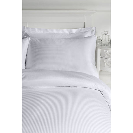 Catherine Lansfield Bedding Satin Stripe 300 Thread Count Super King Duvet Cover Set with Pillowcases Grey - DUVET COVERS - Beattys of Loughrea