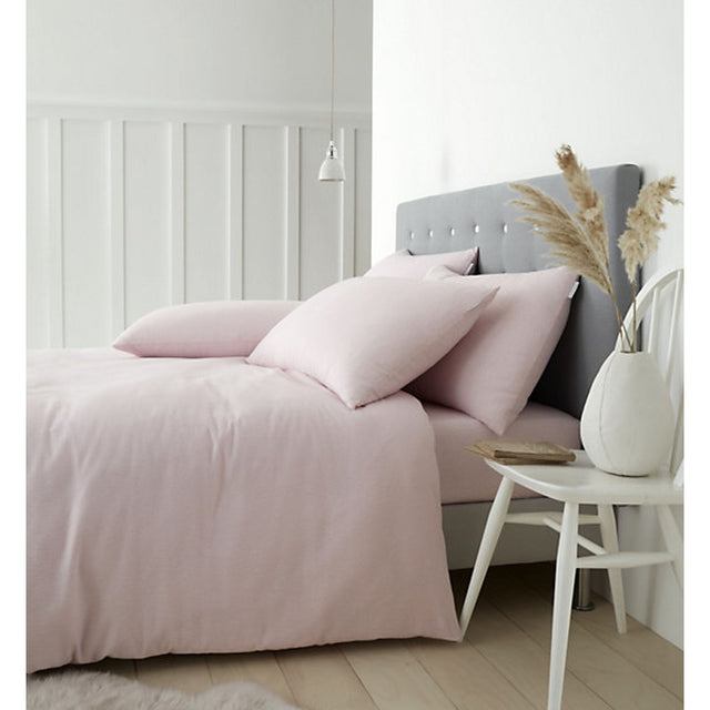 Catherine Lansfield Bedding 145 GM Brushed Cotton Single Duvet Cover Set with Pillowcases Pink