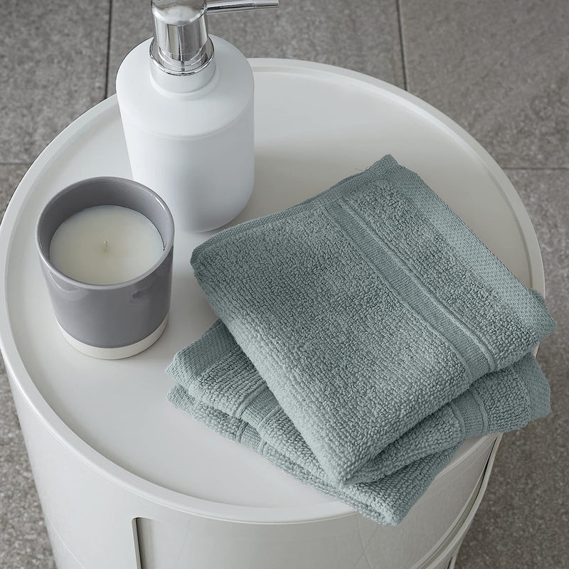 Catherine Lansfield Zero Twist Sage Green Face Cloths 2pk - TOWELS FACECLOTHS - Beattys of Loughrea