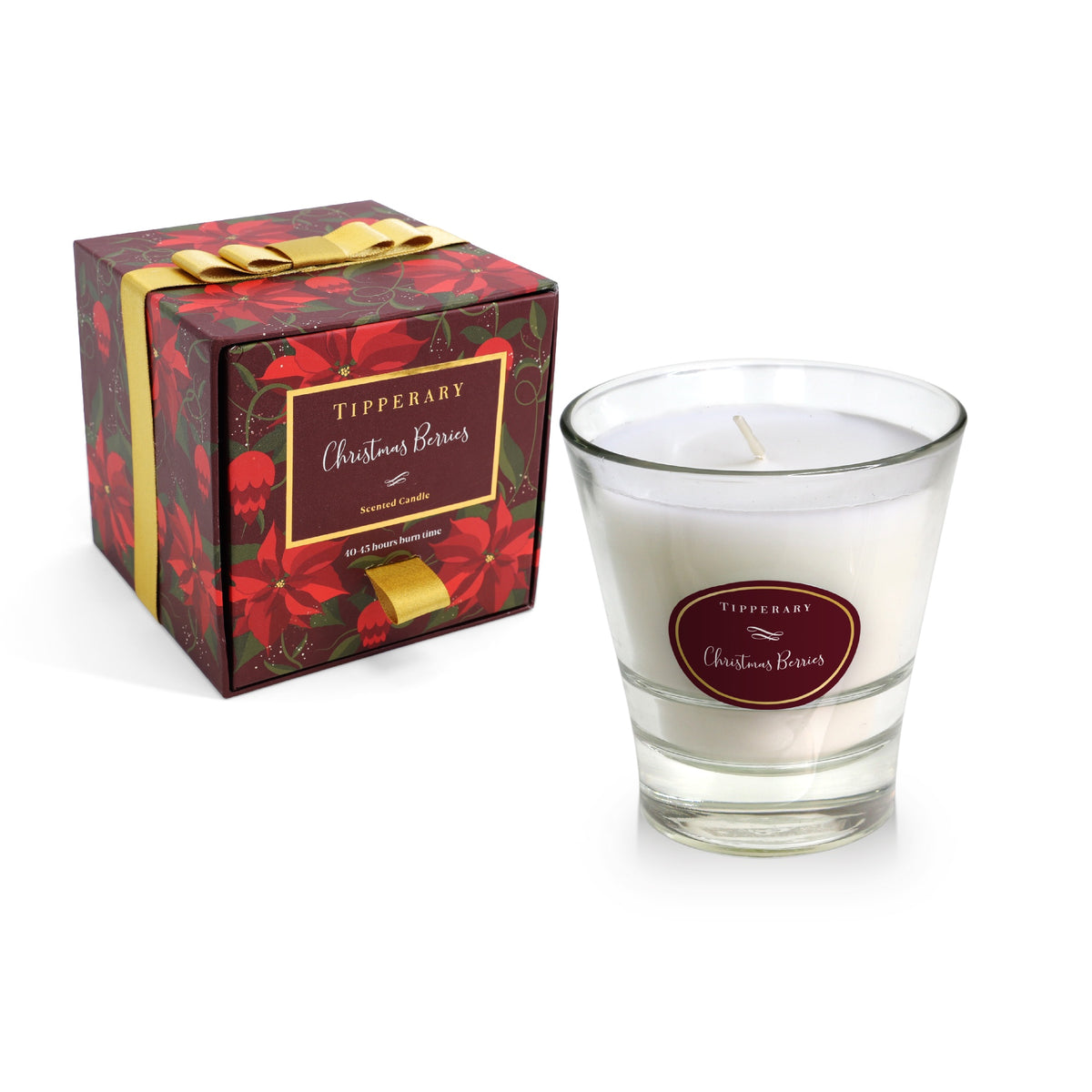 A26 TIPC POINSETTIA XMAS BERRIES TUMBLER CANDLE 155794