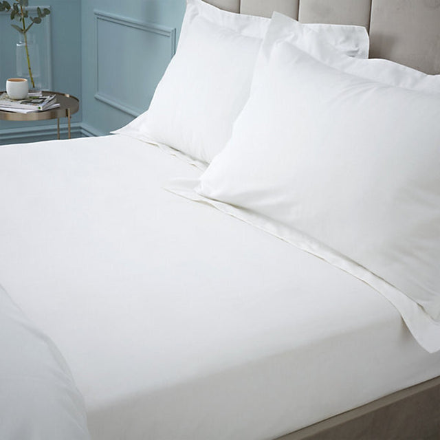 Catherine Lansfield Bianca Fine Linens 180 Thread Count Egyptian Cotton King Size Fitted Sheet 34cm Depth White - SHEETS/VALANCE/MATTRESS COVER - Beattys of Loughrea