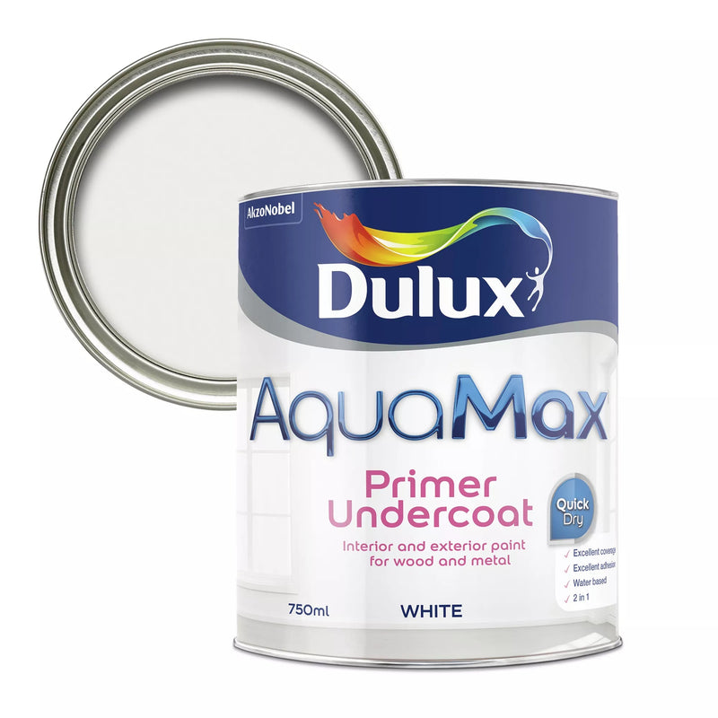 Dulux Aquamax White Metal &amp; Wood Primer & Undercoat 750ml