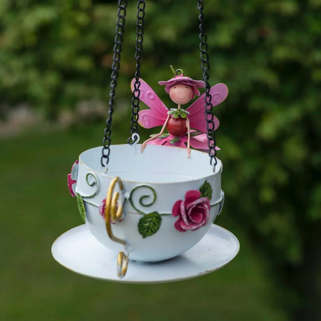 Rosie Rose Cup Bird Feeder - GARDEN ORNAMENTS INCL SOLAR - Beattys of Loughrea