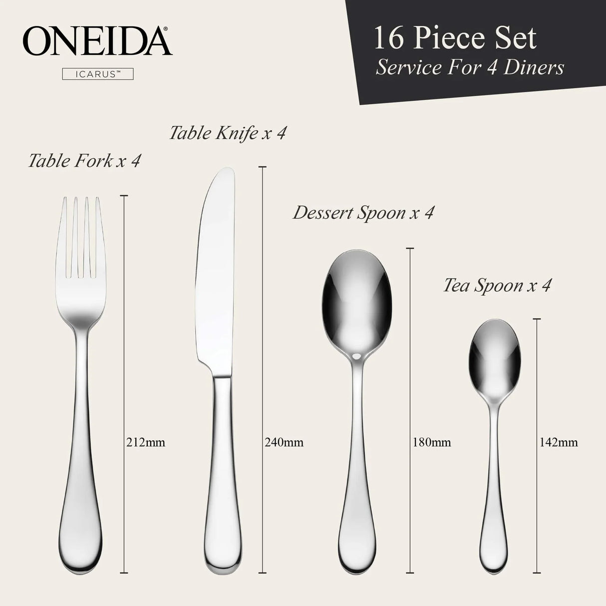 Oneida Icarus 16 Piece Cutlery Set