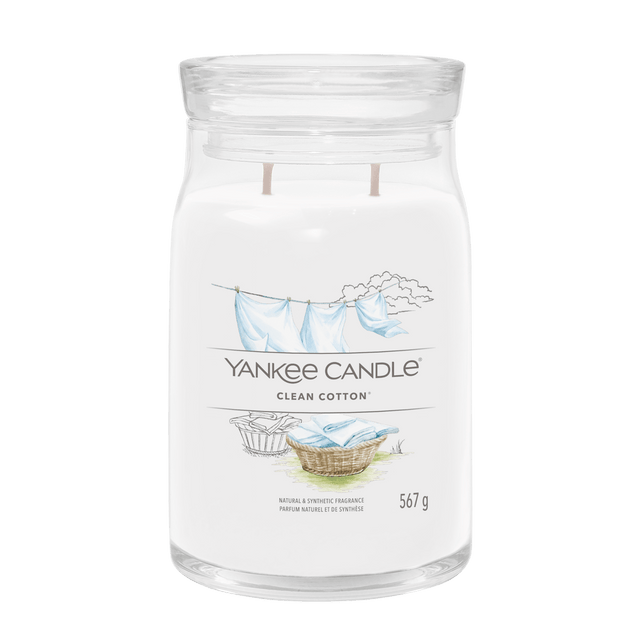 Clean Cotton Signature Large Jar Yankee Candle 567g - CANDLES - Beattys of Loughrea