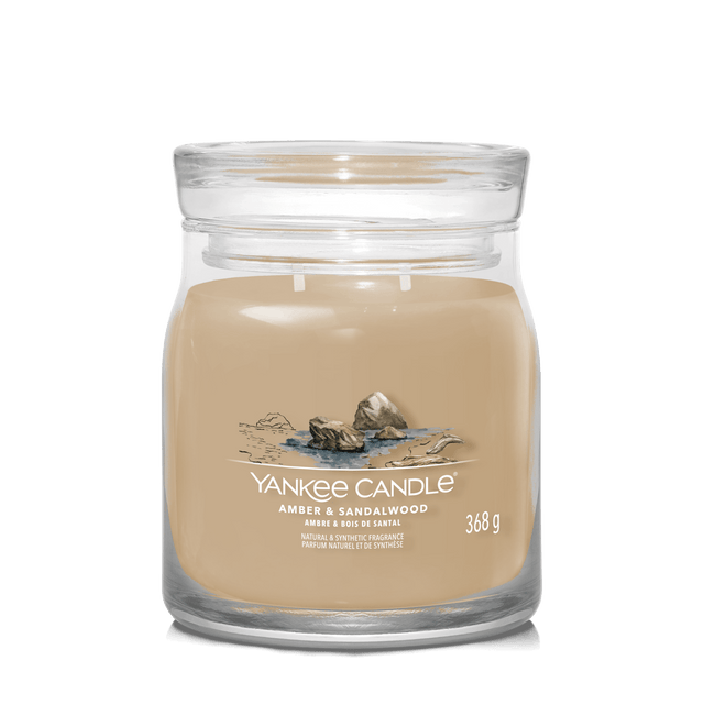 Amber & Sandalwood Signature Medium Jar Yankee Candle 368g - CANDLES - Beattys of Loughrea