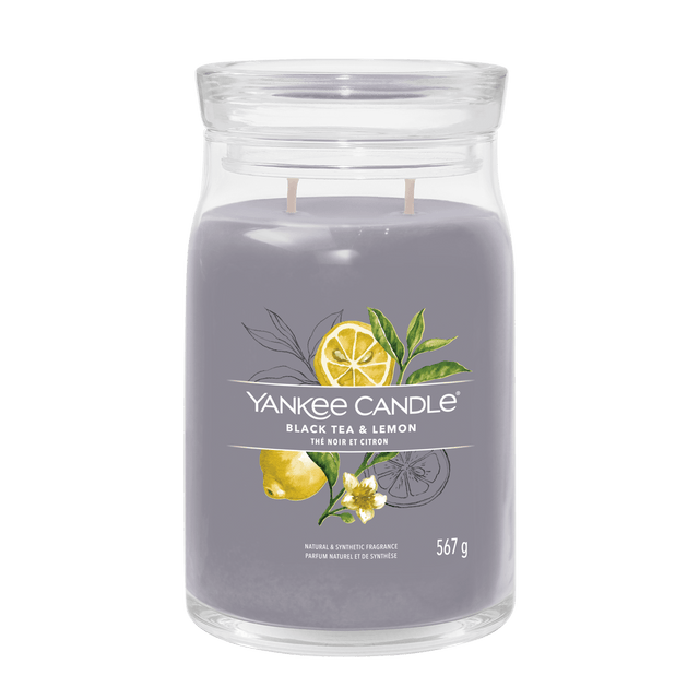 Black Tea & Lemon Signature Large Jar Yankee Candle 567g - CANDLES - Beattys of Loughrea