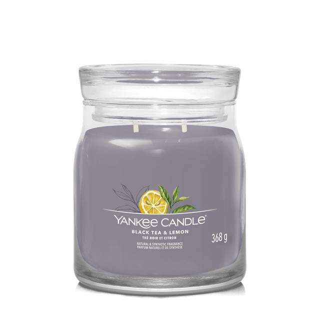 Black Tea & Lemon Signature Medium Jar Yankee Candle 368g - CANDLES - Beattys of Loughrea