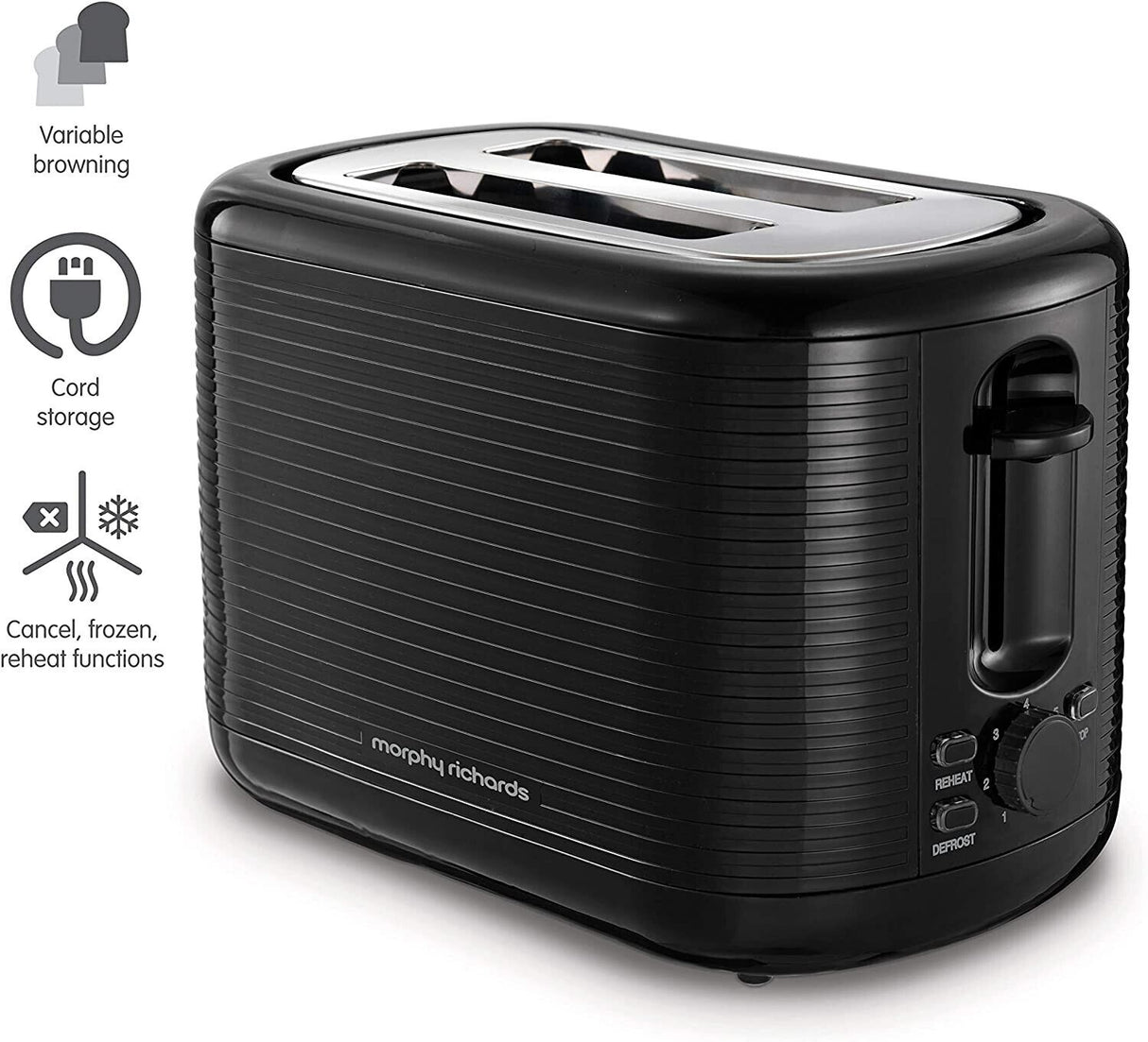 Russell Hobbs 2 Slice Groove Toaster - Black (26390) - TOASTERS - Beattys of Loughrea