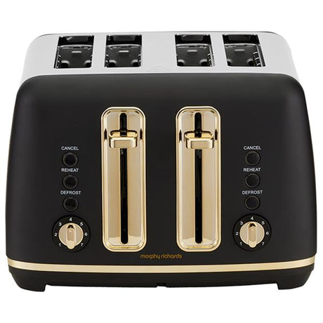 Morphy Richards Ascend Toaster | 4 Slice | Black & Soft Gold | 244022 - TOASTERS - Beattys of Loughrea