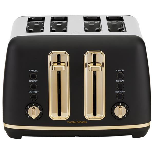 Morphy Richards Ascend Toaster | 4 Slice | Black & Soft Gold | 244022 - TOASTERS - Beattys of Loughrea