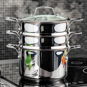 Stellar Premium 18cm 3 Tier Steamer Set - COOKWARE - S/STEEL - Beattys of Loughrea