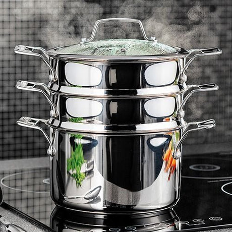 Stellar Premium 18cm 3 Tier Steamer Set - COOKWARE - S/STEEL - Beattys of Loughrea