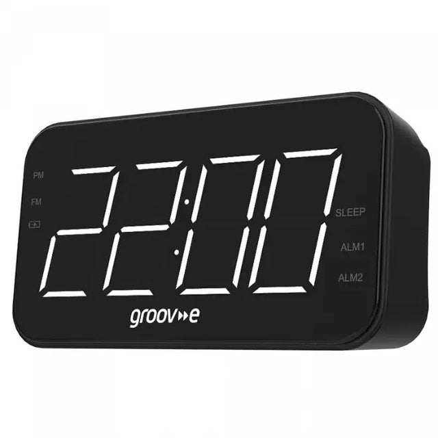 Groov - e Rechargeable Alarm Clock Radio Black - CLOCK RADIO / DIGITAL CLOCKS - Beattys of Loughrea