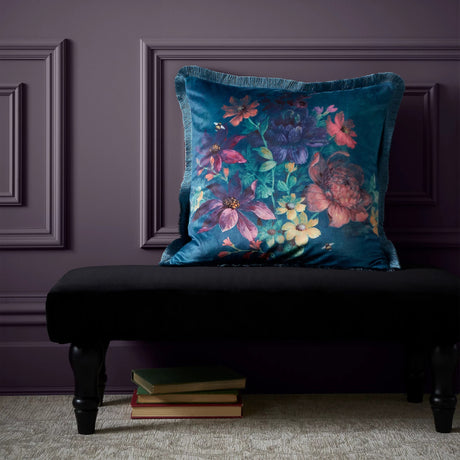 Bridgerton By Catherine Lansfield Romantic Floral Teal Cushion 45x45cm - CUSHIONS/COVERS - Beattys of Loughrea