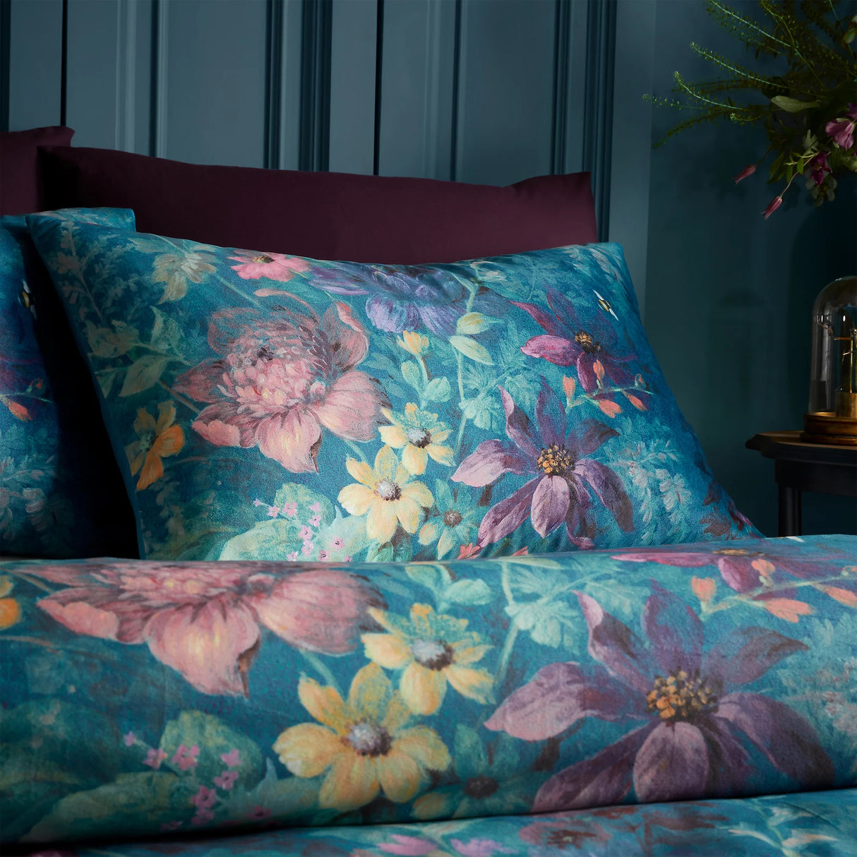 Bridgerton By Catherine Lansfield Romantic Floral Teal Duvet Cover Set - Kingsize - DUVET COVERS - Beattys of Loughrea
