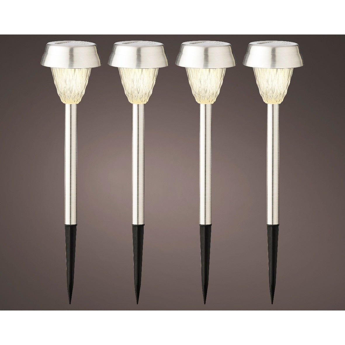 Set of 4 26cm Clear Solar Stake Lights - GARDEN ORNAMENTS INCL SOLAR - Beattys of Loughrea