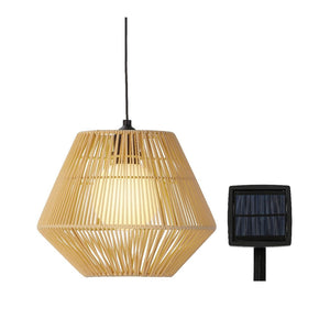 18x22.5cm Natural Wicker Solar Pendant Light - GARDEN ORNAMENTS INCL SOLAR - Beattys of Loughrea