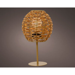 18cm Natural Wicker Battery Operated Outdoor LED Table Lamp - GARDEN ORNAMENTS INCL SOLAR - Beattys of Loughrea