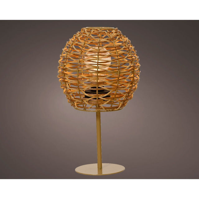 18cm Natural Wicker Battery Operated Outdoor LED Table Lamp - GARDEN ORNAMENTS INCL SOLAR - Beattys of Loughrea