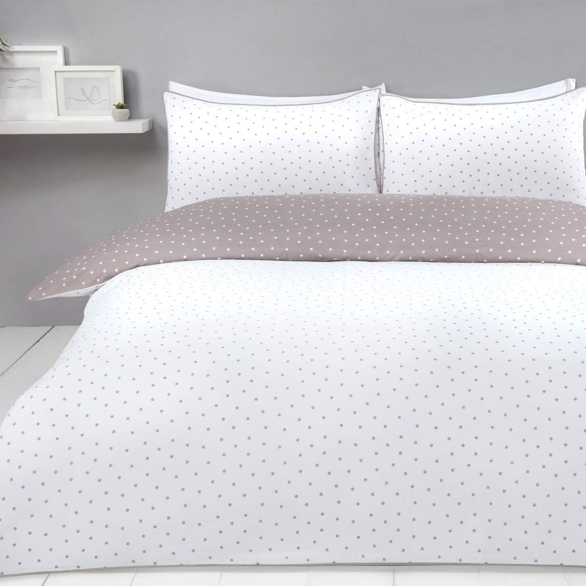 Sleepdown Mini Dots Mink Duvet Set Double - DUVET COVERS - Beattys of Loughrea