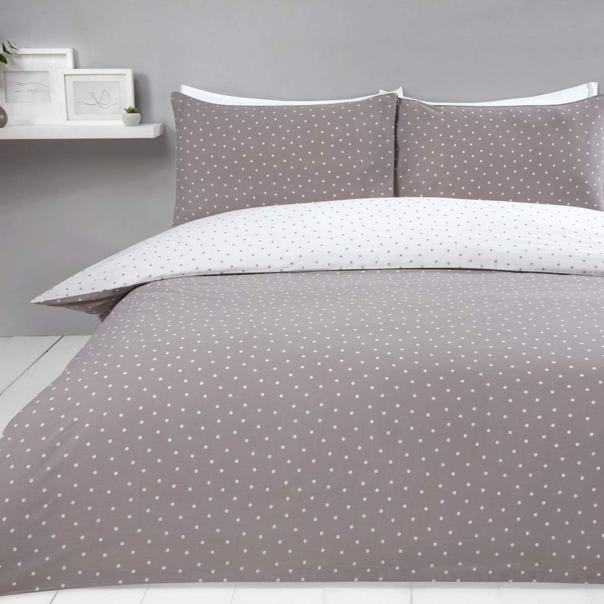 Sleepdown Mini Dots Mink Duvet Set Kingsize - DUVET COVERS - Beattys of Loughrea