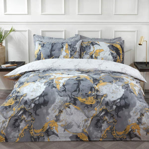 Sleepdown Metallic Marble Charcoal/Grey Duvet Set Kingsize - DUVET COVERS - Beattys of Loughrea