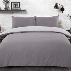 Sleepdown Grid Check Grey Duvet Set Kingsize - DUVET COVERS - Beattys of Loughrea
