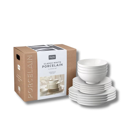 Denby Classic White Porcelain 12 Piece Dinnerware Set - TABLEWARE SETS - GENERAL - Beattys of Loughrea