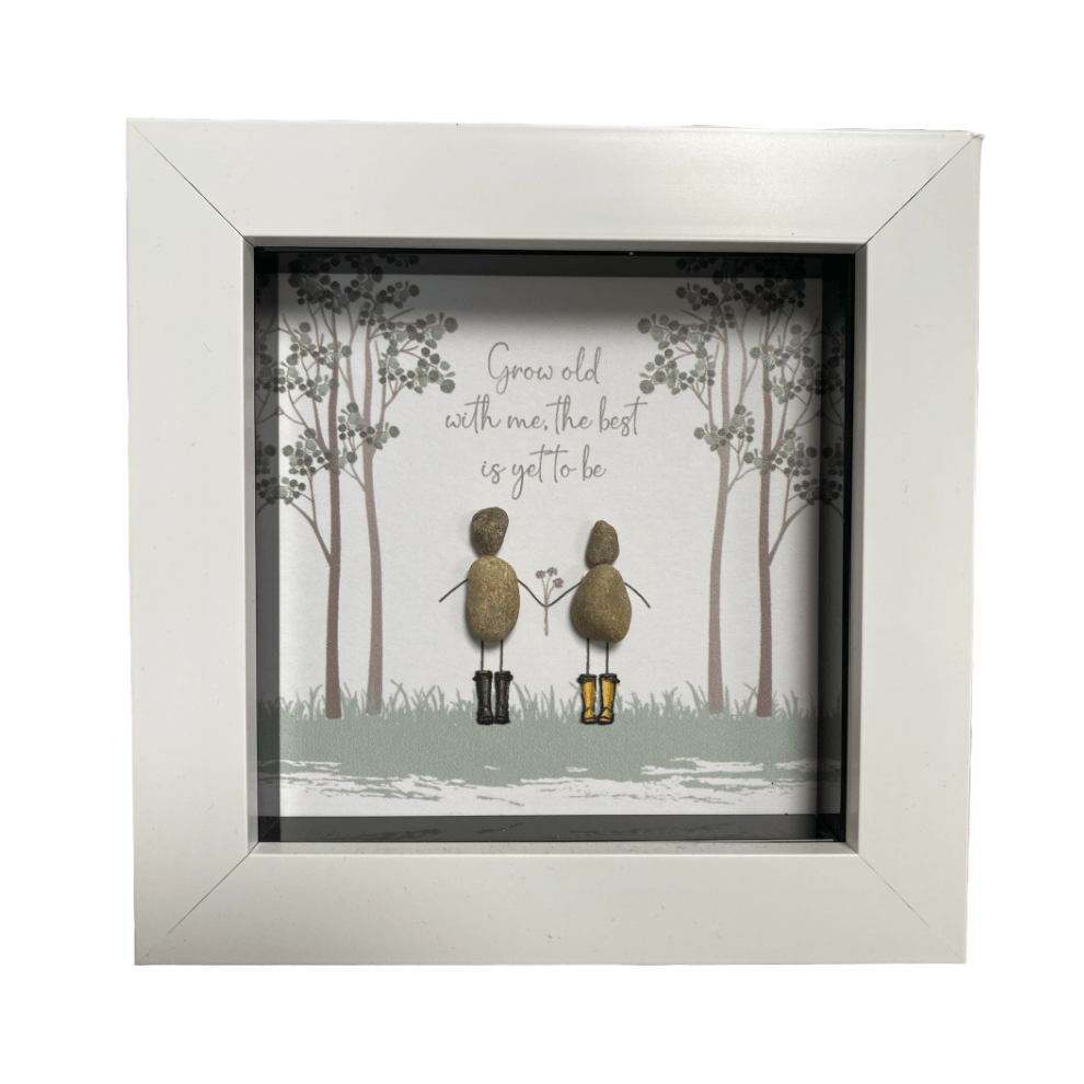 Mini Pebble Art Grow old with Me... - White - PICTURES, PAINTINGS - Beattys of Loughrea