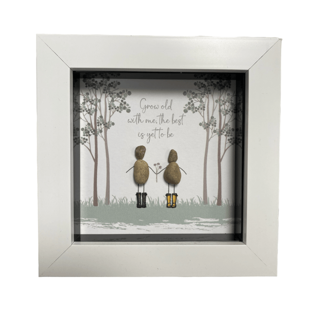 Mini Pebble Art Grow old with Me... - White - PICTURES, PAINTINGS - Beattys of Loughrea