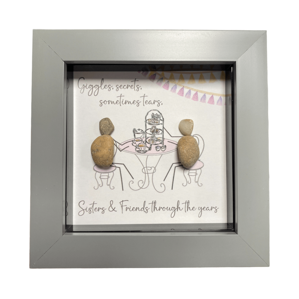 Mini Pebble Art Giggles, Secrets... Sisters & Friends - Grey - PICTURES, PAINTINGS - Beattys of Loughrea