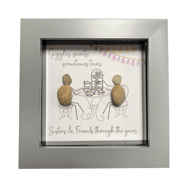Mini Pebble Art Giggles, Secrets... Sisters & Friends - Grey - PICTURES, PAINTINGS - Beattys of Loughrea