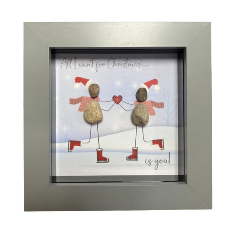 Mini Pebble Art All I want for Christmas... is you! - Grey - PICTURES, PAINTINGS - Beattys of Loughrea
