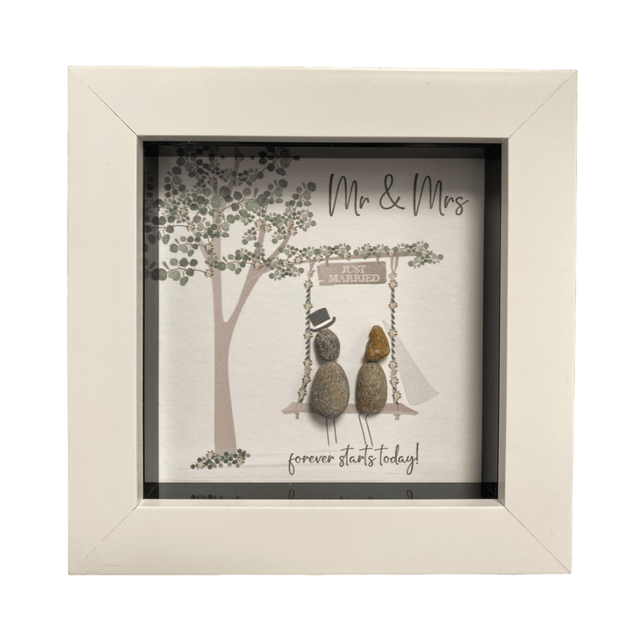 Mini Pebble Art Mr & Mrs, Forever Starts Today - Grey - PICTURES, PAINTINGS - Beattys of Loughrea
