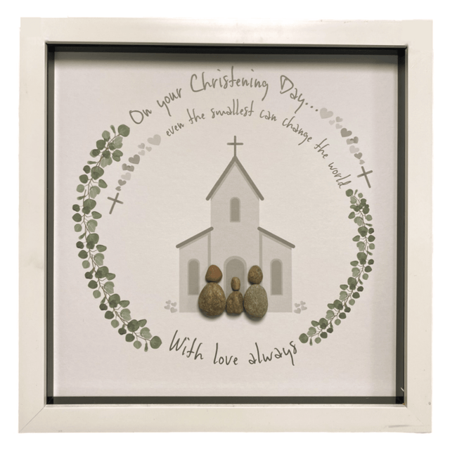 Large Pebble Art On your Christening Day... - White - ORNAMENTS - Beattys of Loughrea