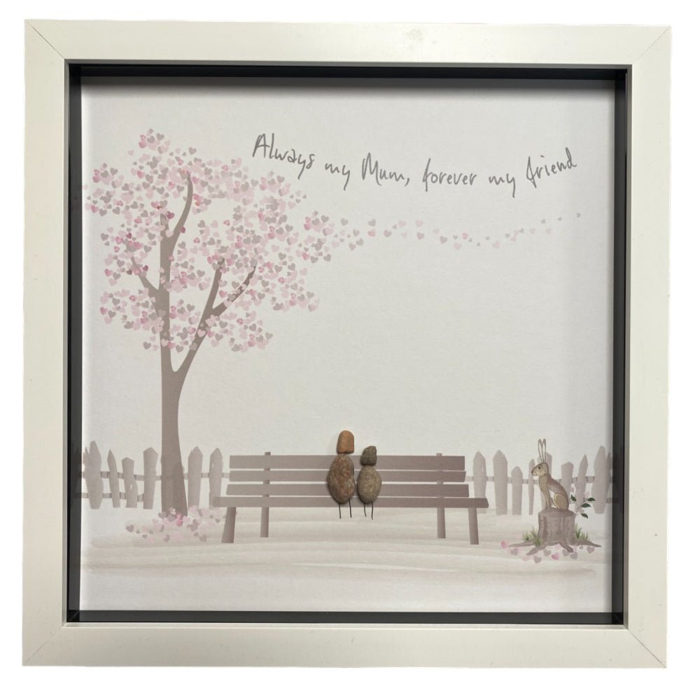 Large Pebble Art Always my Mum, Forever my Friend - White - ORNAMENTS - Beattys of Loughrea