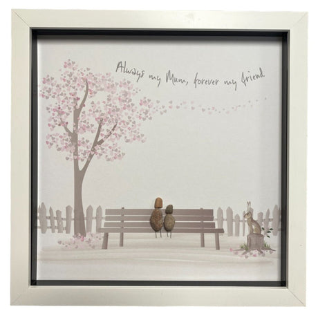 Large Pebble Art Always my Mum, Forever my Friend - White - ORNAMENTS - Beattys of Loughrea