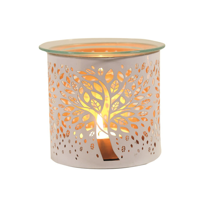 Tealight Wax Melter and Candle Holder - White Tree of Life 10.5cm - Beattys of Loughrea | www.beattys.ie