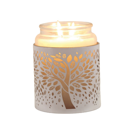 Tealight Wax Melter and Candle Holder - White Tree of Life 10.5cm - Beattys of Loughrea | www.beattys.ie